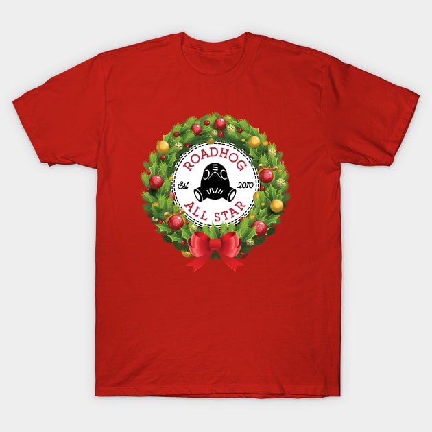 Christmas All Star Overwatch Roadhog Wreath T-Shirt by Rebus28